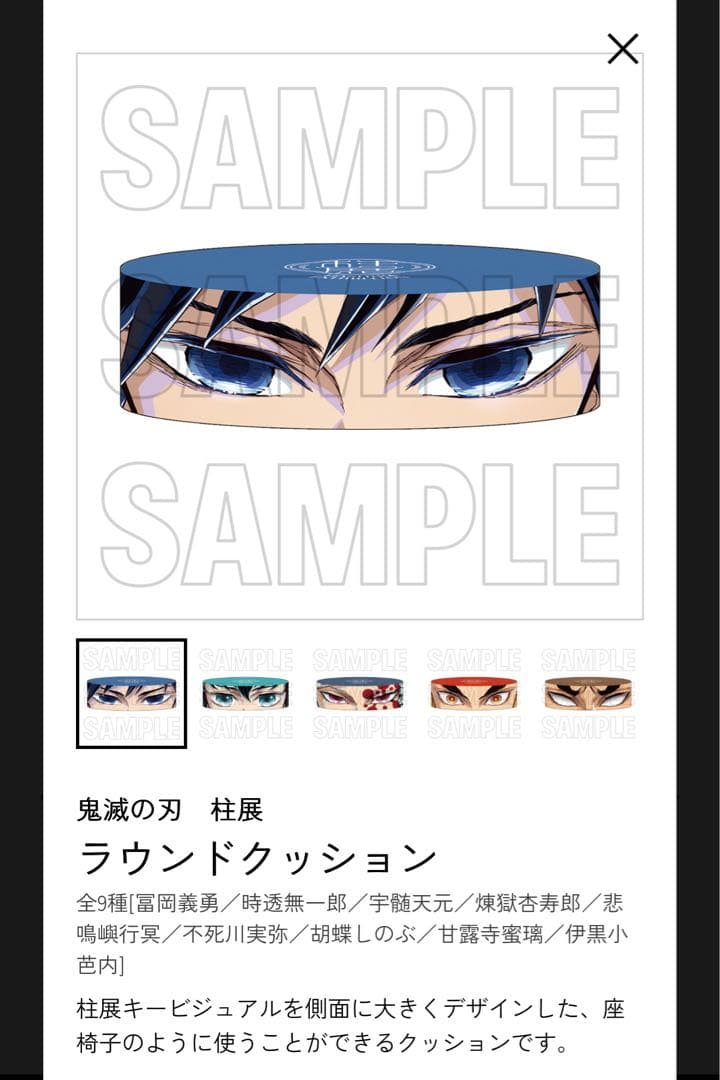 鬼滅の刃 柱展 ラウンドクッション 全９種
