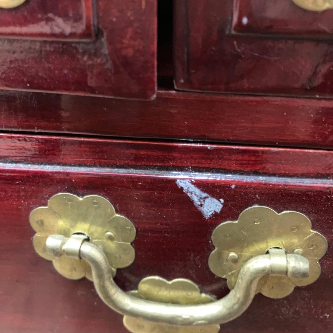 A-3 中国美術 薬箪笥風 小型箪笥 チェスト 抽斗8杯 飾台 道具箱 骨董品