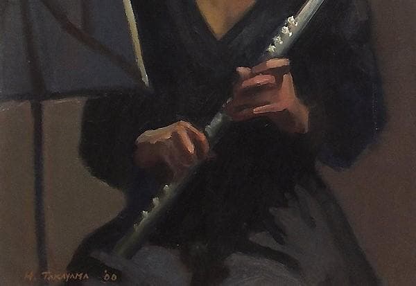 高山晴邦 「フルーティストのA嬢」 油彩12号 額装