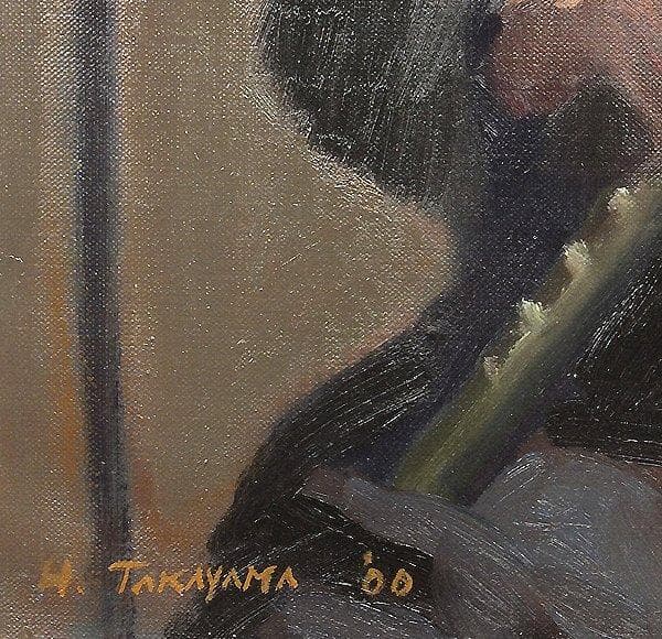 高山晴邦 「フルーティストのA嬢」 油彩12号 額装