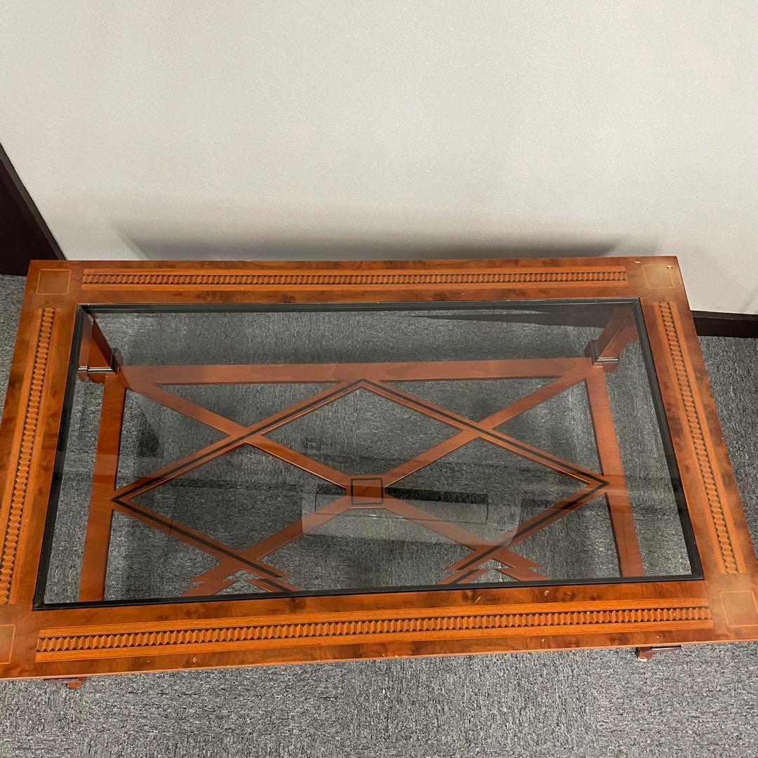 【手渡し希望】アンティーク　ガラステーブル　ローテーブル　輸入家具