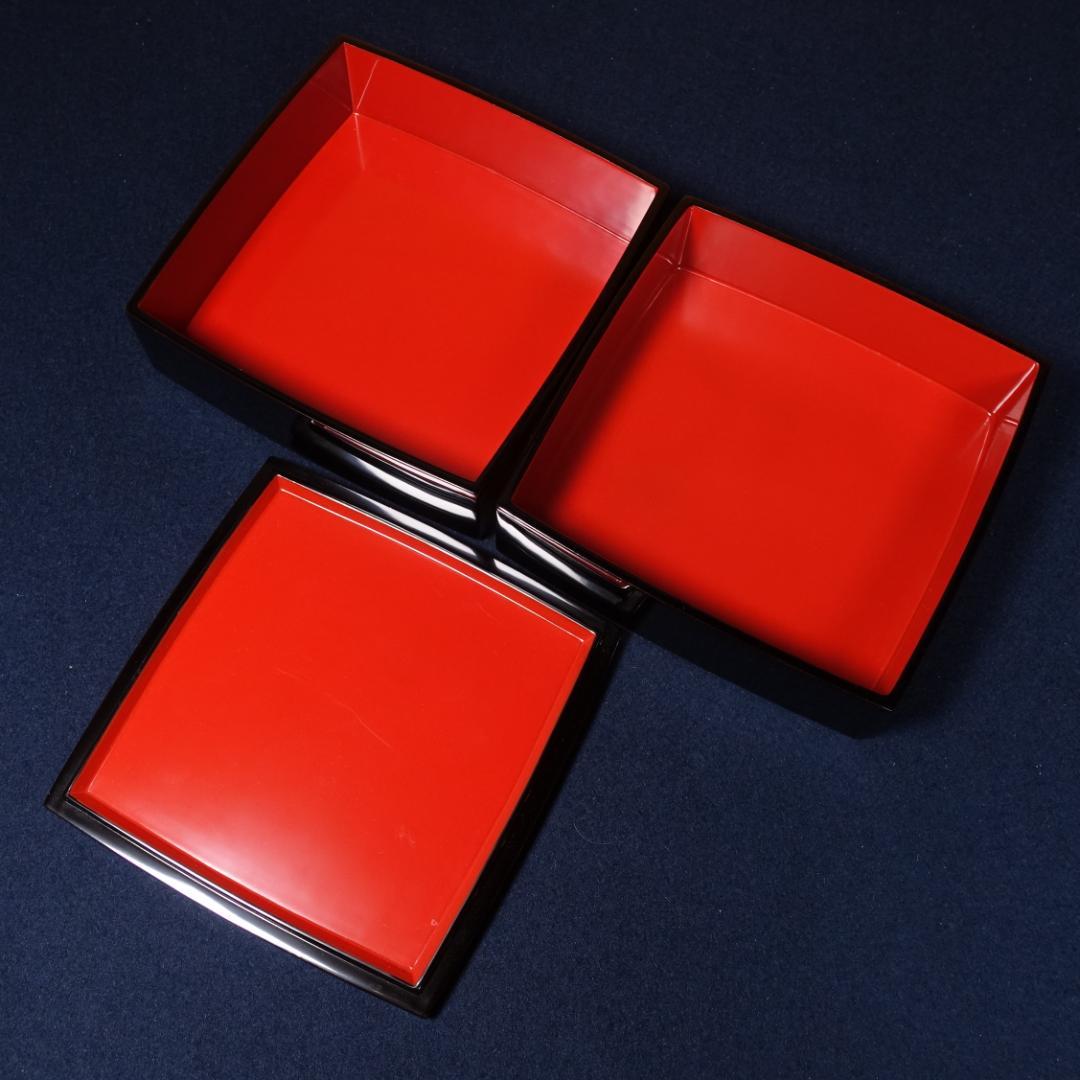 輪島塗 わじま曽我造 黒塗 寿松沈金 二段重箱 共箱