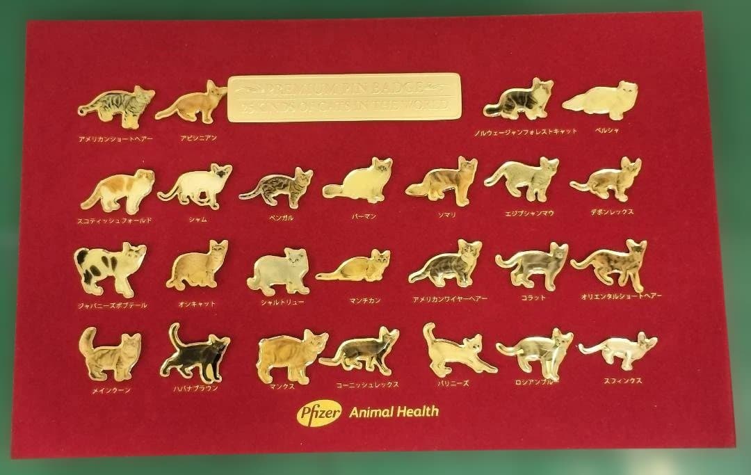ファイザー社　世界の猫ピンバッチ　額入り　セット