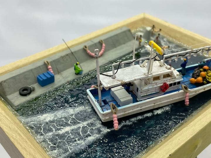 ある港の風景　レジン 漁港ジオラマ