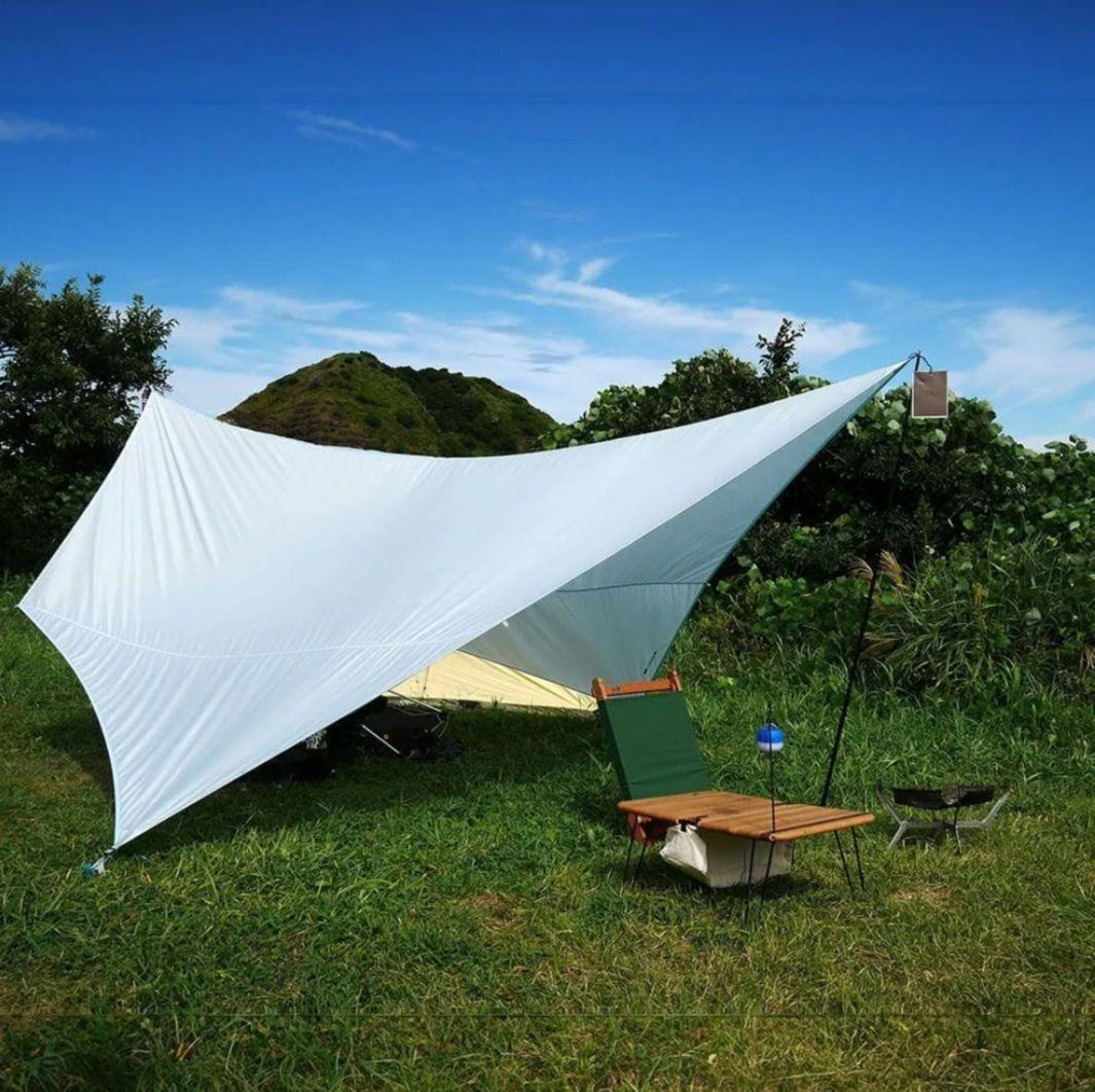 キャンプタープ (空色) スカイフィルム 日陰が作りやすい 五角形 / 2～4人