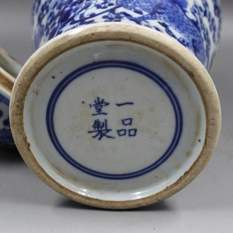 青花着花麒麟紋将軍壺 景徳鎮 陶磁器 装飾品 現代工芸品 美術品 置物