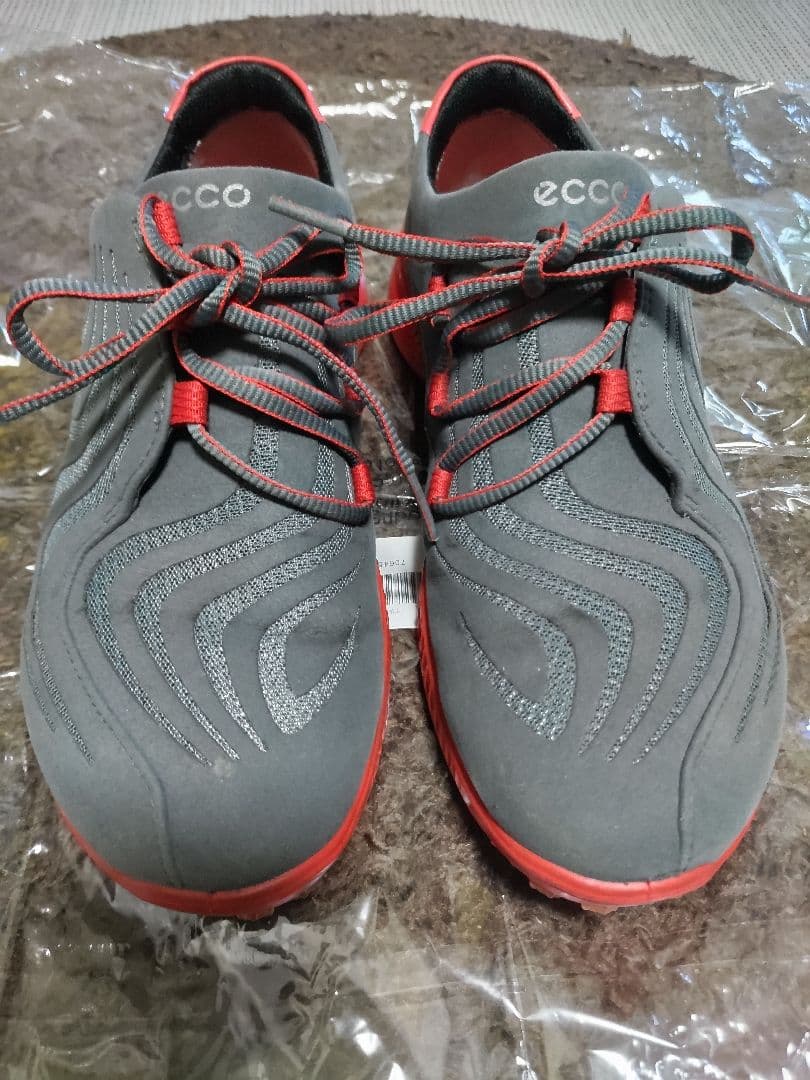 【美品】ECCO ゴルフシューズ グレー/レッド