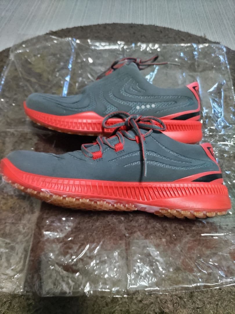 【美品】ECCO ゴルフシューズ グレー/レッド