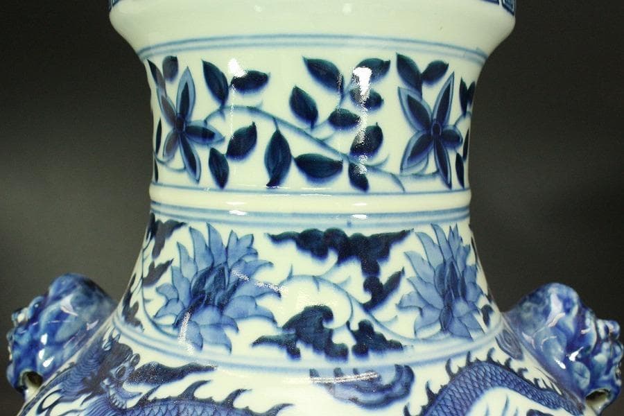 中国美術 景徳鎮 古い花瓶(ZE511)