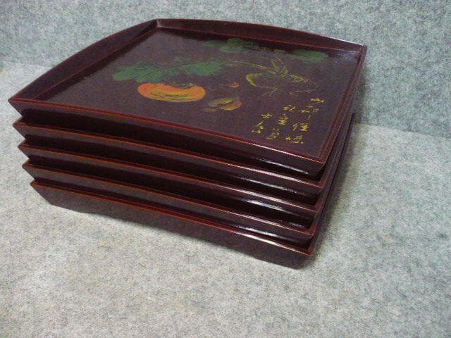 蒔絵 会席膳 絵変り 5膳 [B31540]