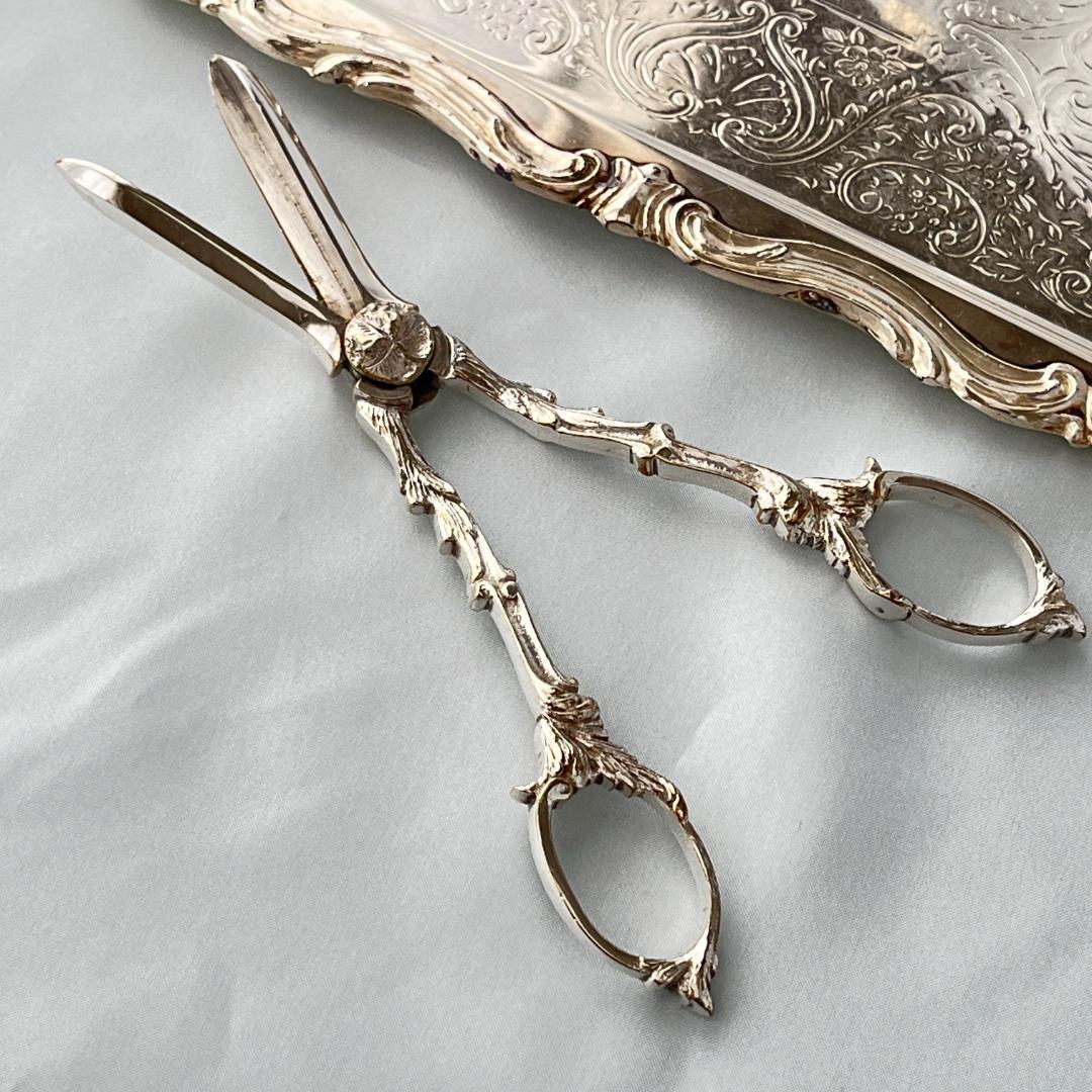 【英国】 ビクトリアンのグレープシザー/葡萄鋏【シルバープレート】