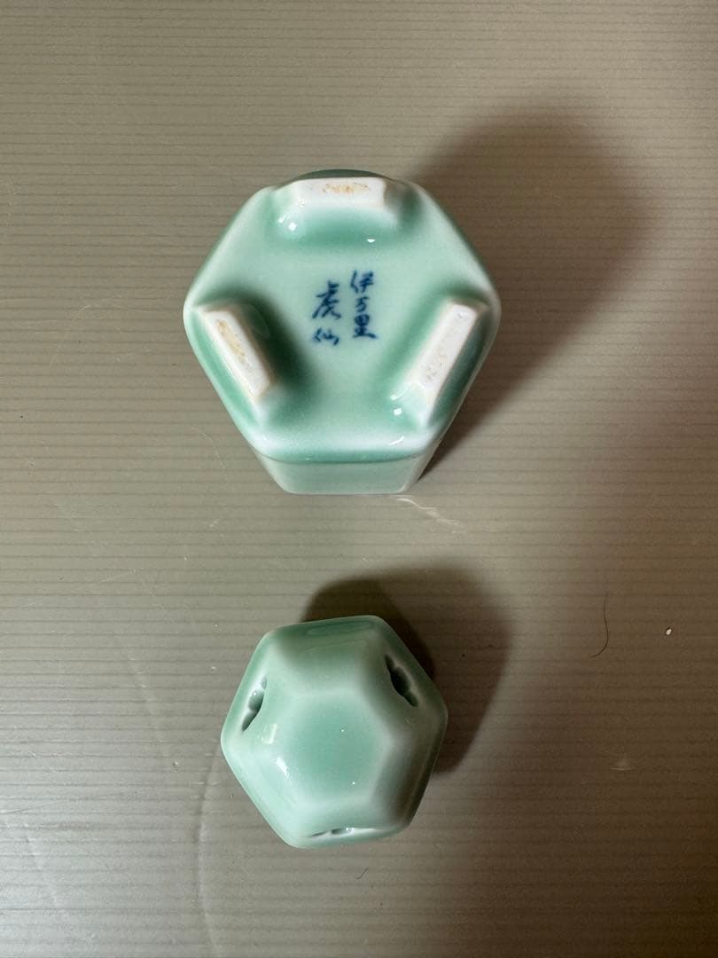 2761 伊万里　虎仙　青磁　香炉　未使用
