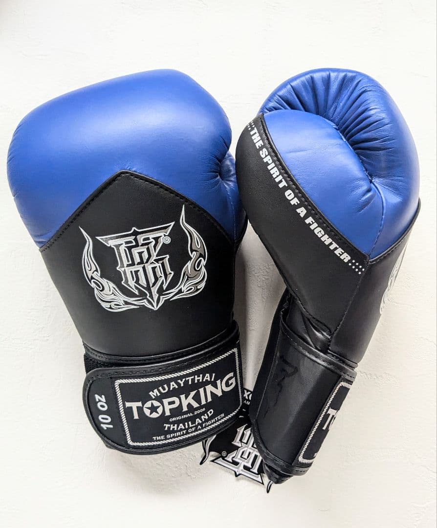 未使用10ozブルー TOPKINGボクシンググローブ 本皮スキンテック