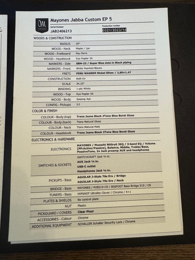 Mayones / Jabba Custom EP 5st 5弦ベース　青