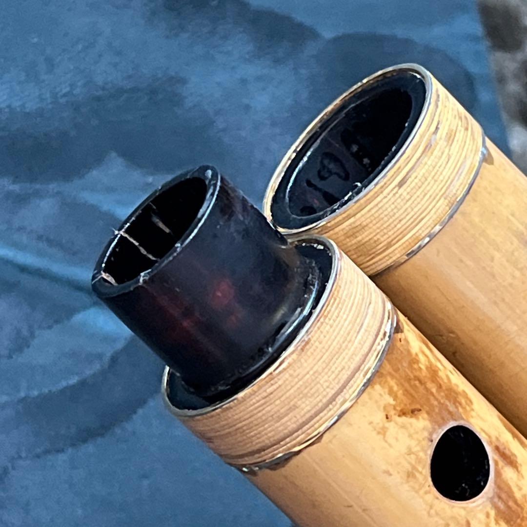 尺八 琴古流 在銘 二尺一寸管 中継ぎ籐巻き金？三線 【音出し確認済み】