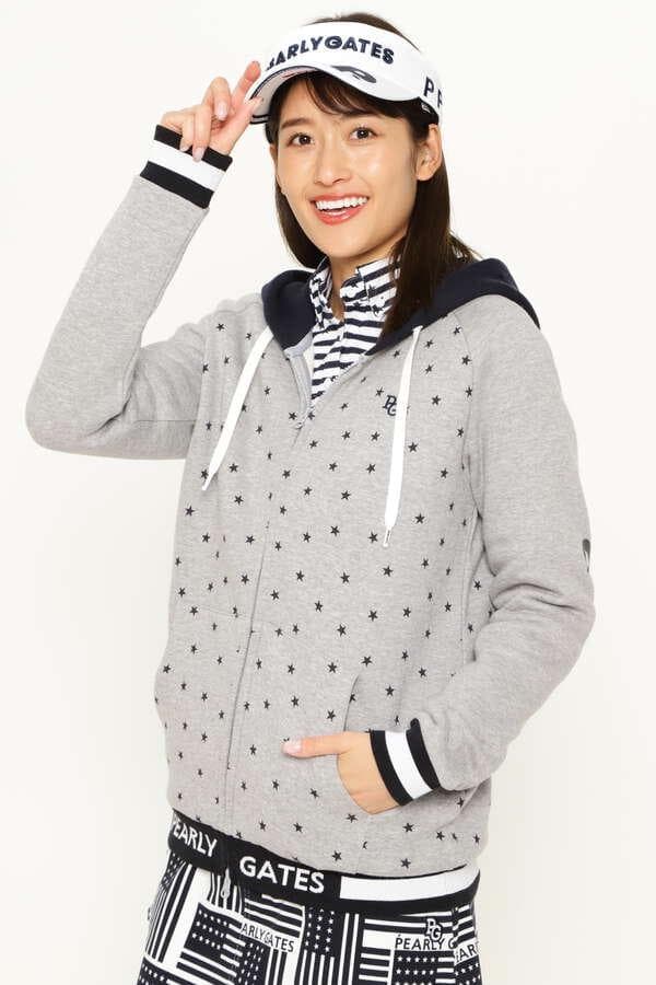 新品　パーリーゲイツ 星柄　フード付き裏起毛パーカー　サイズ１　M