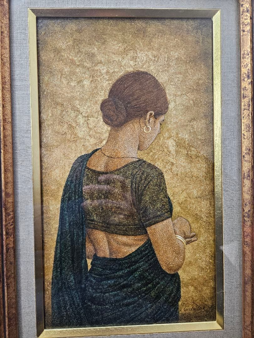 佐藤秀人 「ものおもい」女性像 旅の画家 繊細絵画世界 百貨店個展 豪華額装