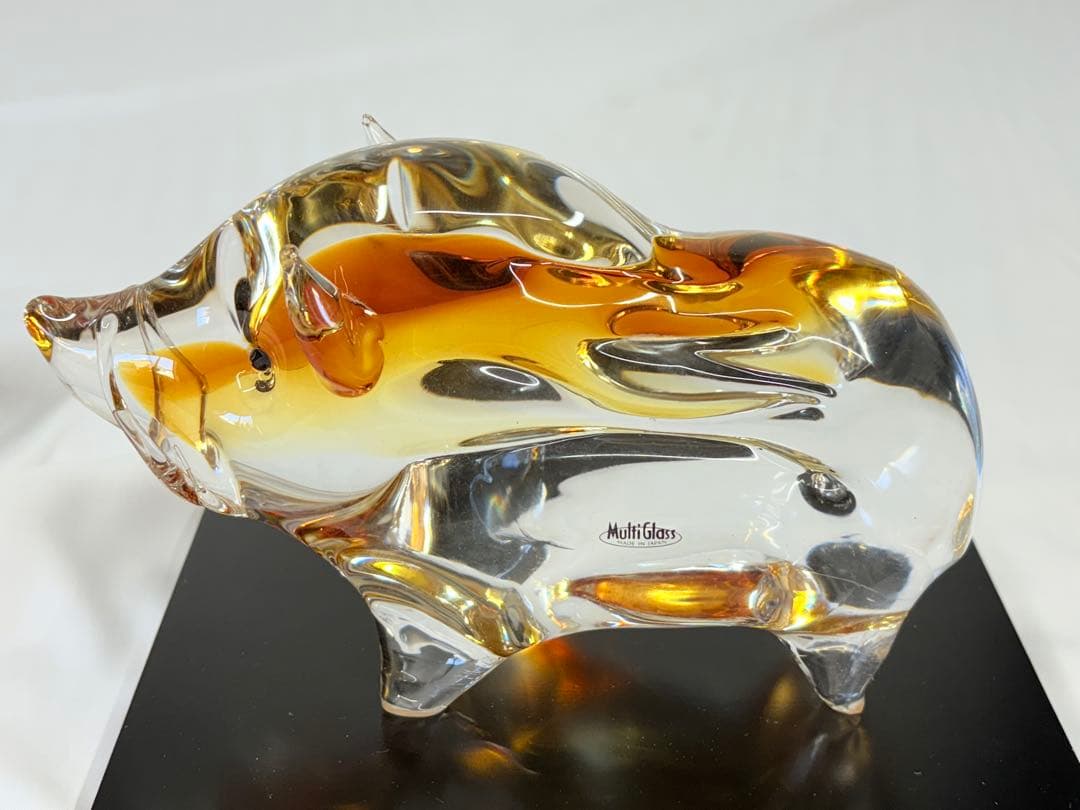 Multi Glass マルティグラス クリスタルガラス 猪 犬 鳥 干支 置物