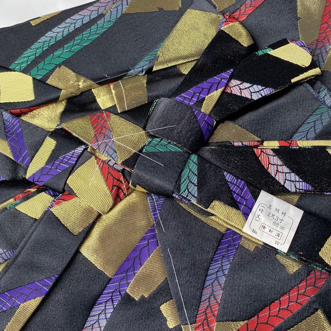 (6-7)馬乗袴　2尺3寸 黒　カラフル　舞踊　詩吟　踊袴　綱
