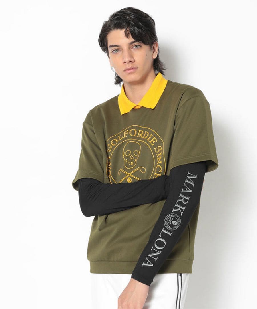 MARK&LONAオリーブグリーン スカルロゴ ポロシャツ 50新品未使用