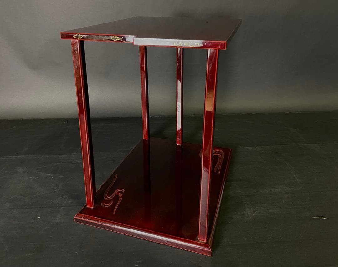 「母」 輪島塗 鵬雲斎好 山雲棚 宗芳作 共箱 茶道具 （114あ①）