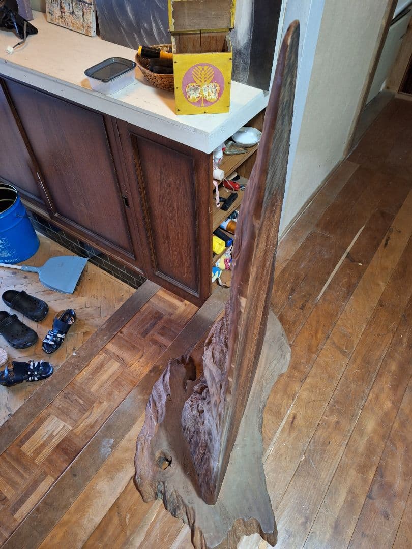 天然木　一刀彫り　衝立　虎 竹藪　杉　高さ122cm