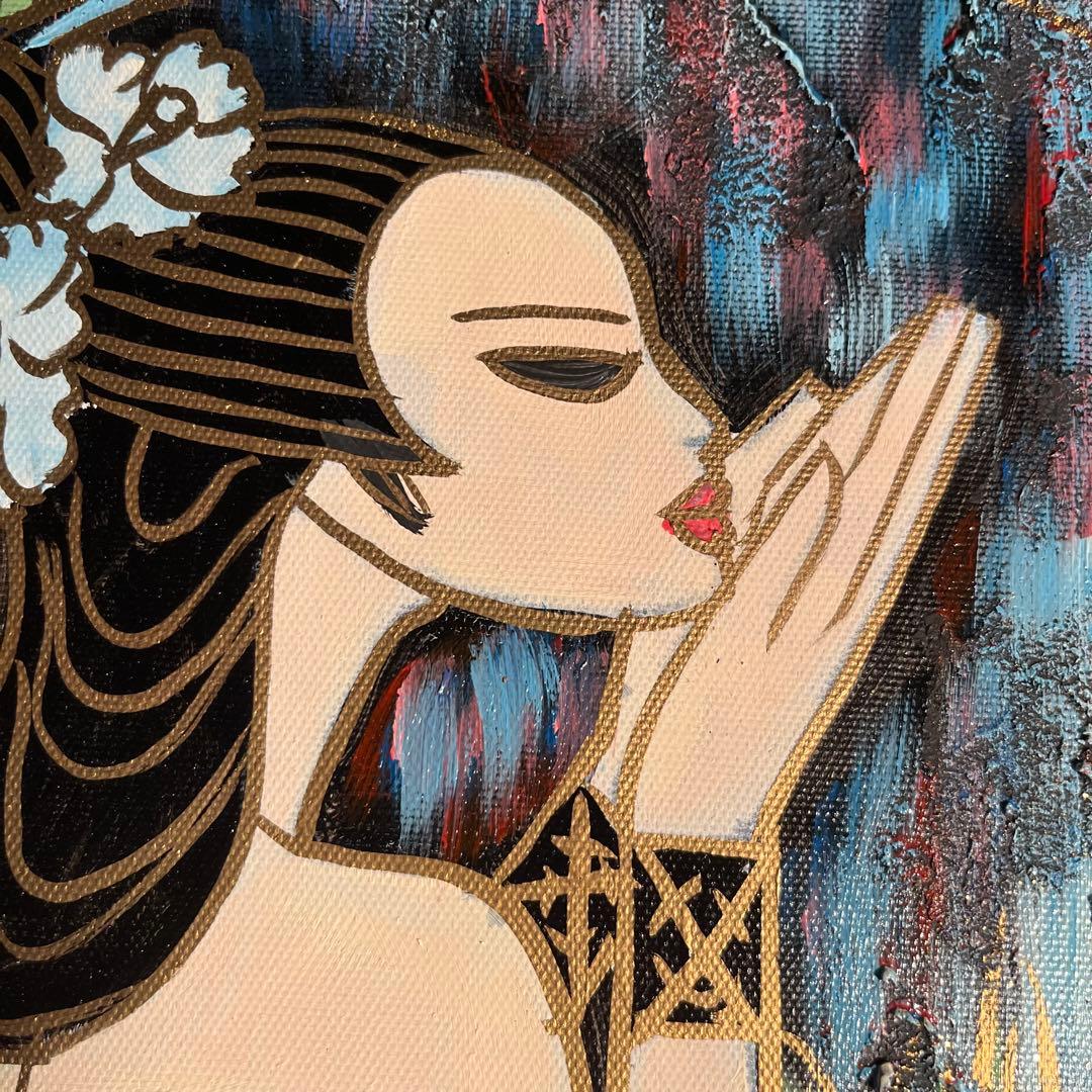 手書き油絵 オリエンタルレディ 絵画 インテリア 油彩画