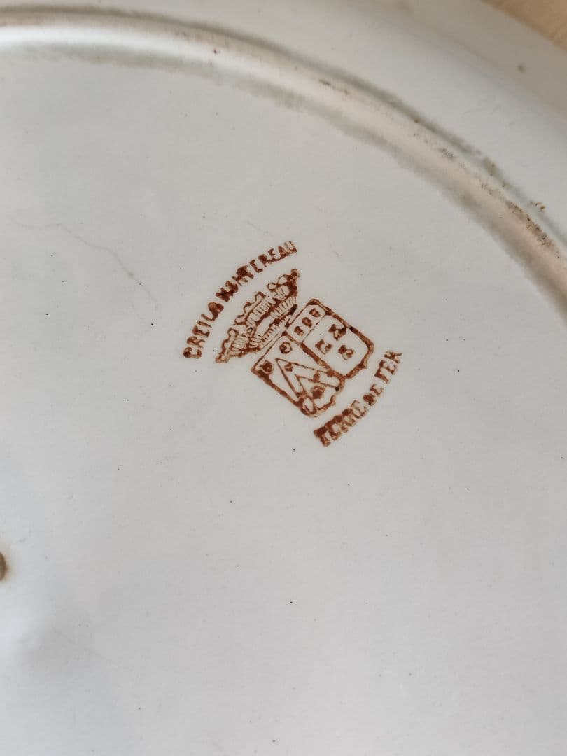 アンティーク　フランス　クレイユ　モントロー　白い　ボウル