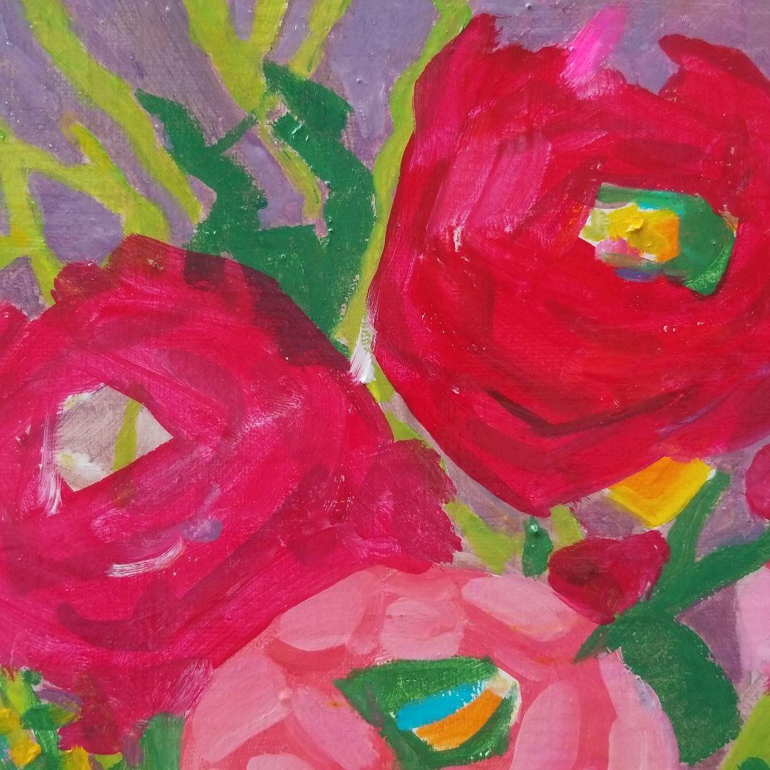 油絵　専用　透明感のある花瓶のお花　抽象画