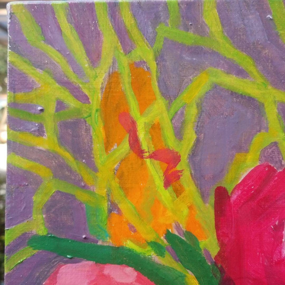 油絵　専用　透明感のある花瓶のお花　抽象画