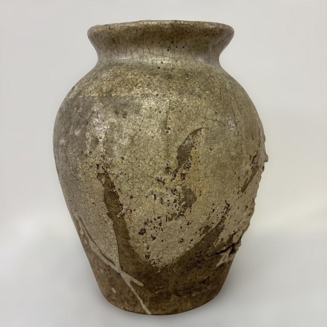 【希少】　楽山焼 玉井楽山作 天神蟹彫り　花器