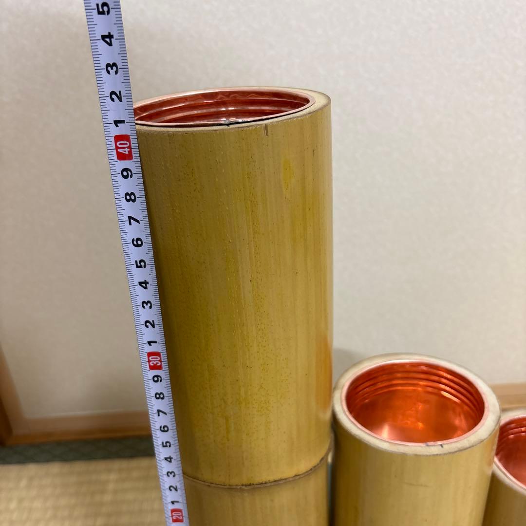 79 短三管筒　3本セット　竹製　華道　生花　格花　花器　水仙