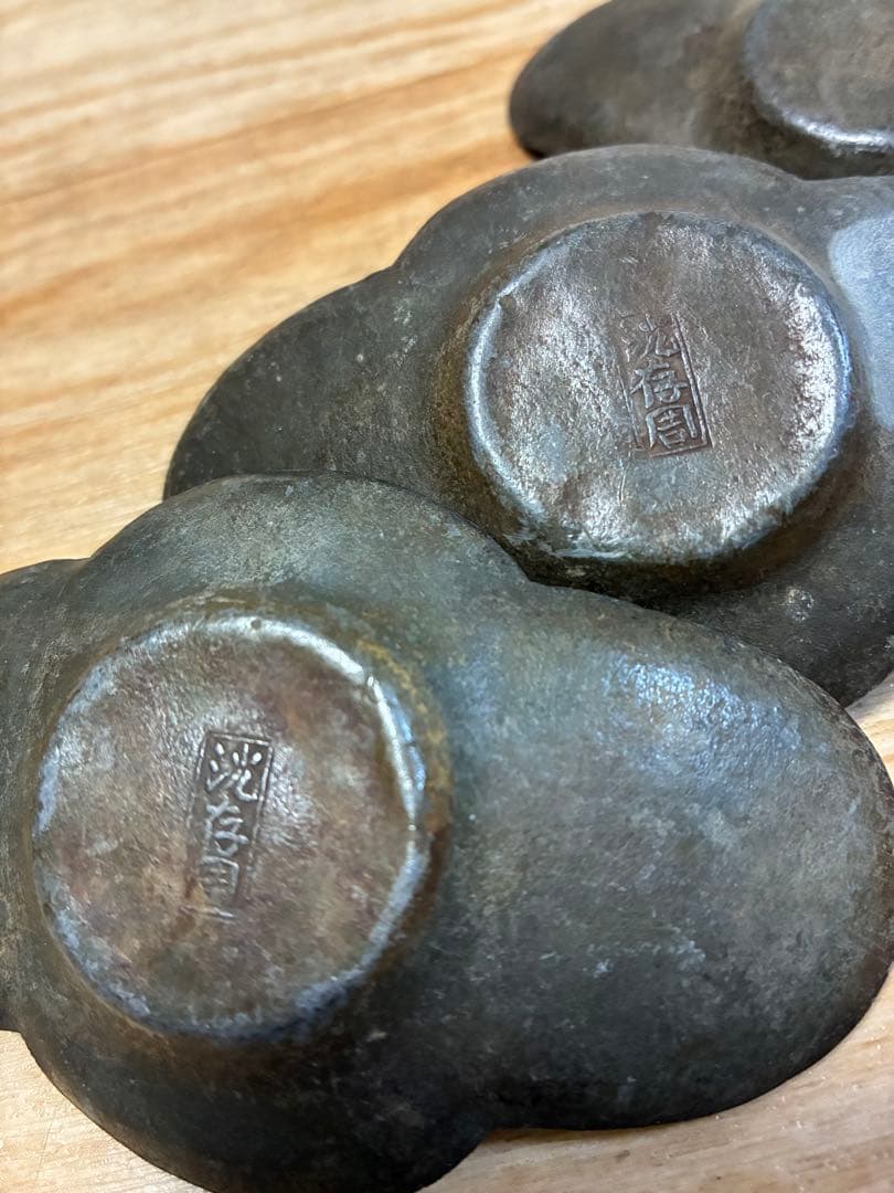 中国古錫茶托5枚　沈存周