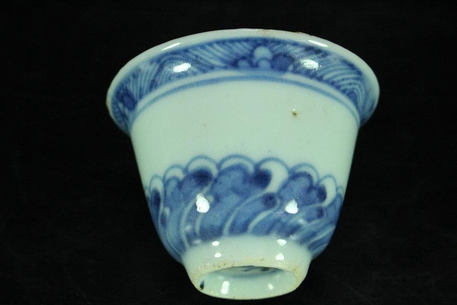 煎茶 唐物 中国美術 染付 色絵 碗 三個 まとめて(K-XA860)