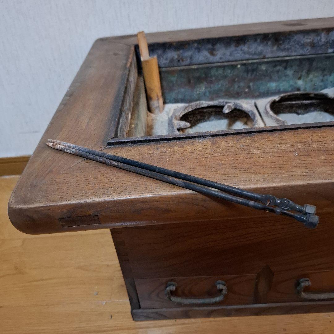 関西長火鉢　引き出し3杯　古道具 茶道具 囲炉裏 古民家　アンティーク 長火鉢