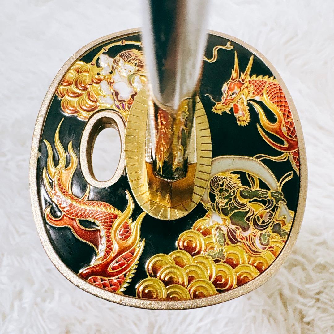 ✨希少品✨ 模造刀 日本刀 風神 雷神 龍 虎 黒鍔 鞘 武具 武器 刀 剣