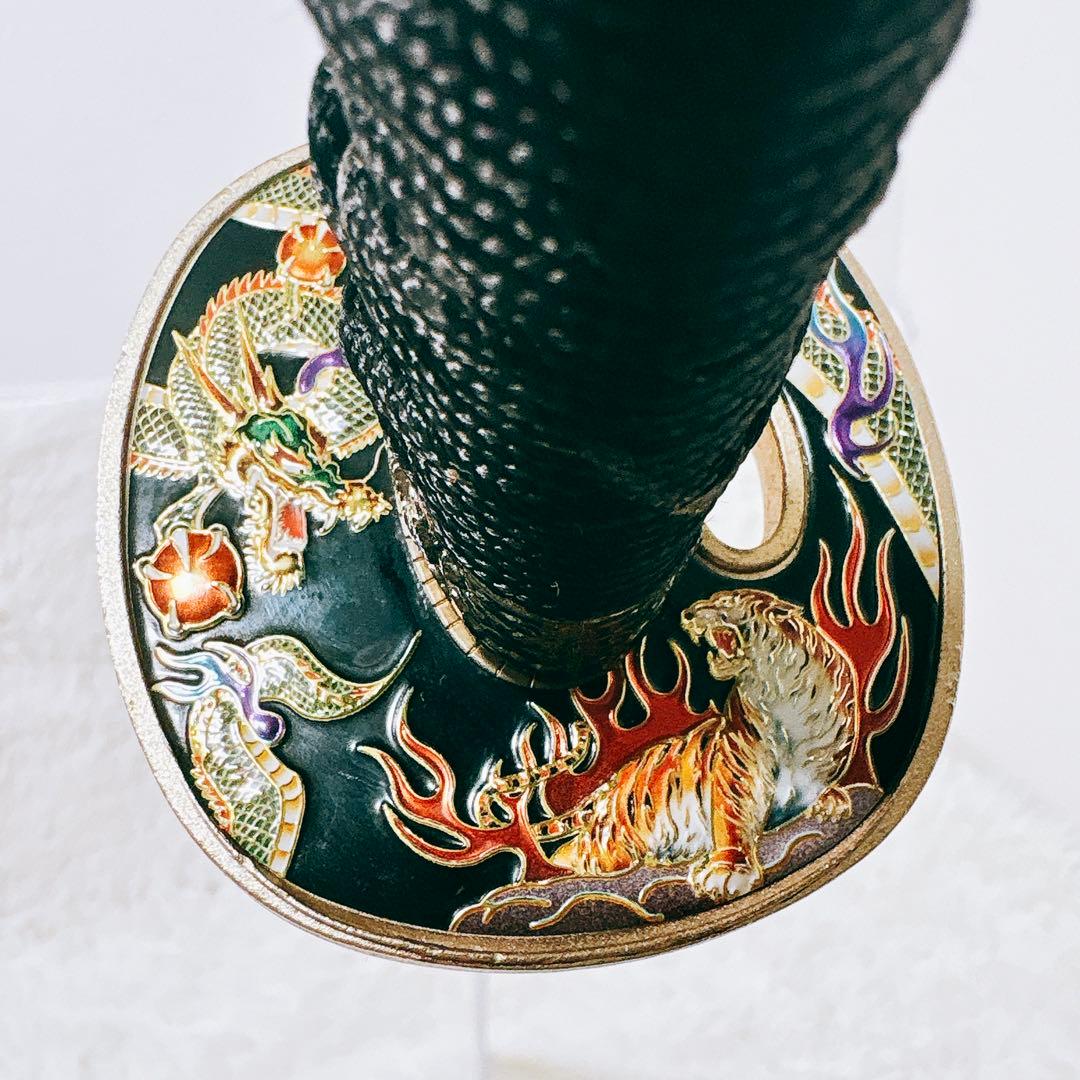 ✨希少品✨ 模造刀 日本刀 風神 雷神 龍 虎 黒鍔 鞘 武具 武器 刀 剣