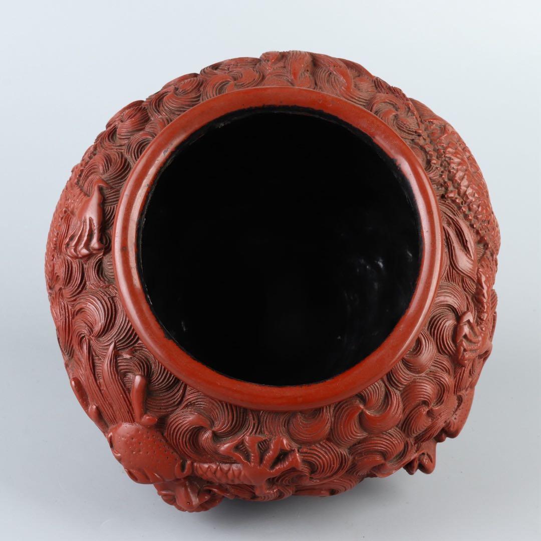 清朝宮廷様式の彫漆・龍文様 彫漆 天然木 漆芸 漆工芸 木地 彫漆 彫漆