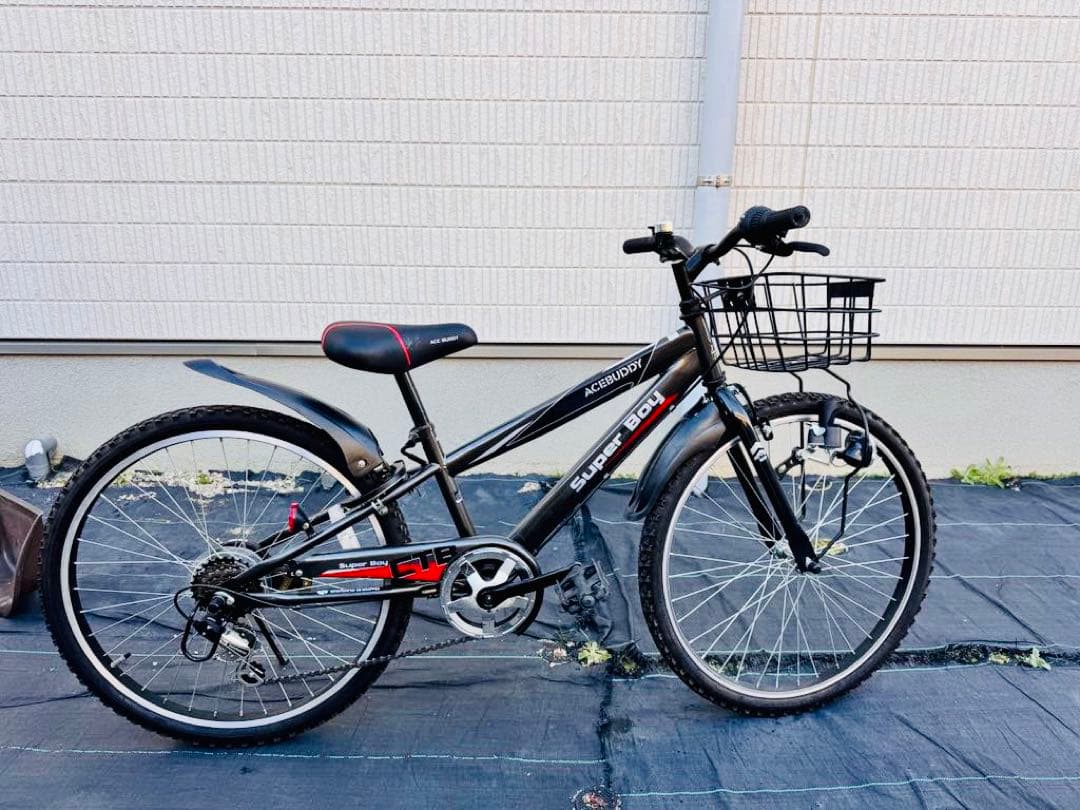 Super Boy 子供用　自転車 ブラック バスケット付き