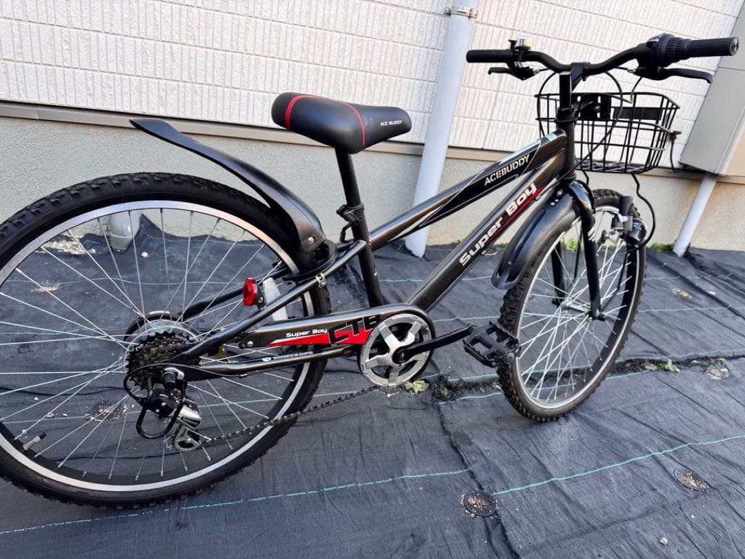 Super Boy 子供用　自転車 ブラック バスケット付き