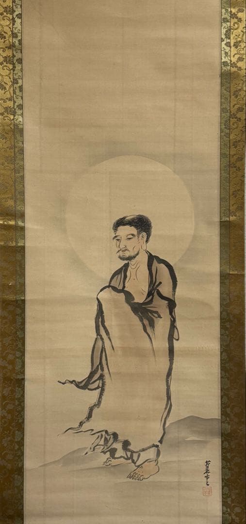 蕉雲筆　達磨圖　絹本肉筆　掛軸　送料込み251030