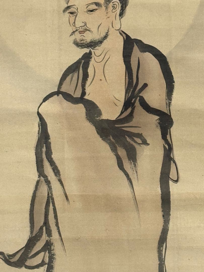 蕉雲筆　達磨圖　絹本肉筆　掛軸　送料込み251030