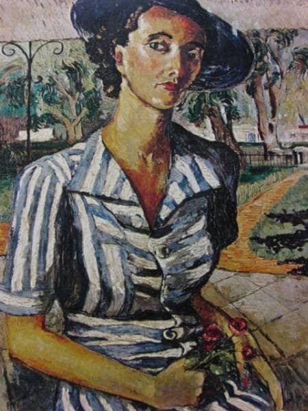 作者不詳、帽子をかぶった婦人、希少な額装用大判画集画