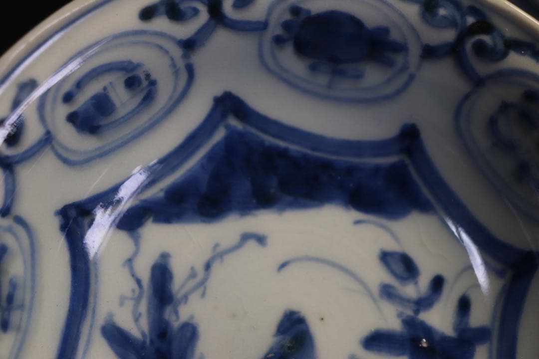 中国　染付中皿4点　芙蓉手　送料込み0721