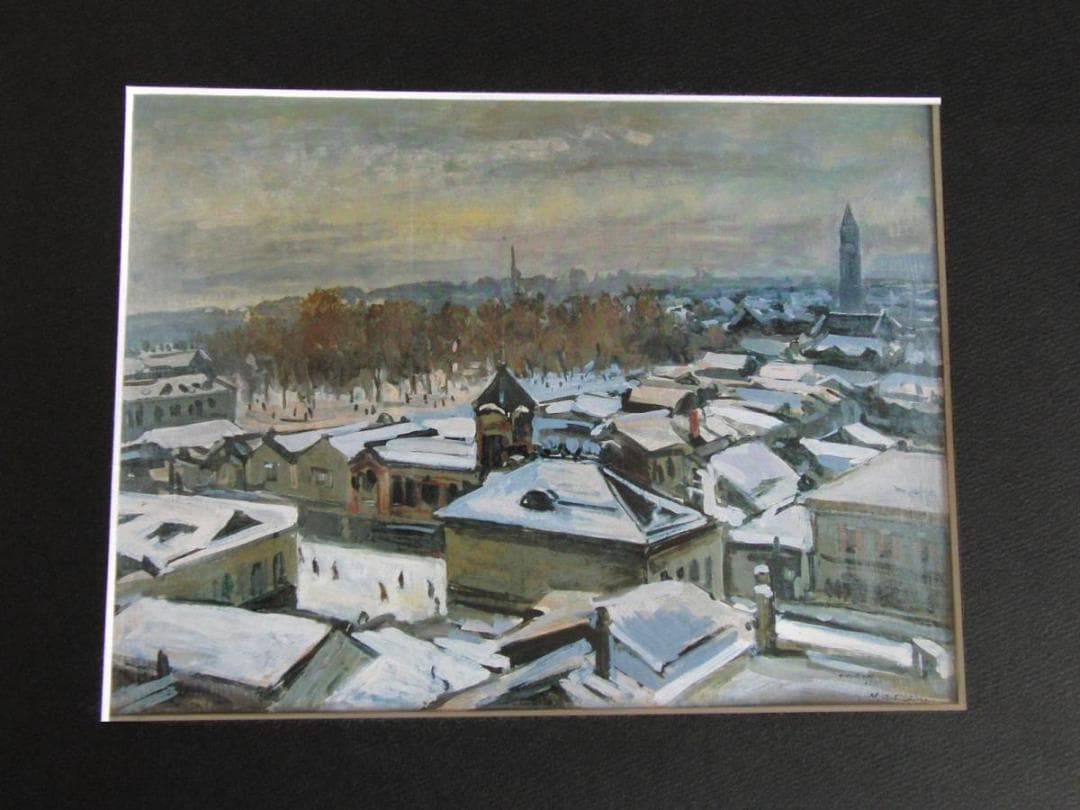 松島正幸、【札幌雪日】、希少な大判額装用画集より、美品、日本人画家、新品額装付