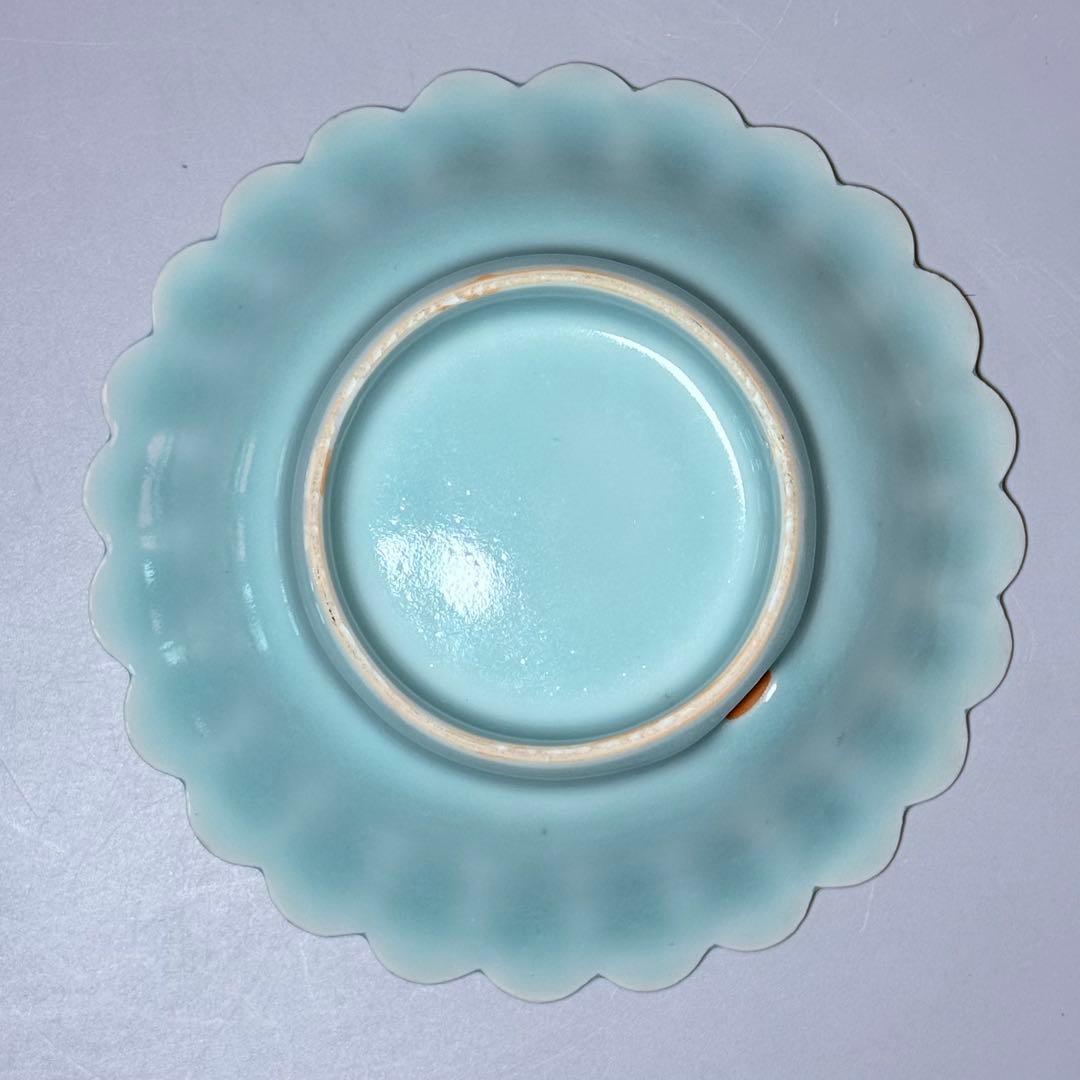 後期　鍋島青磁　江戸中期～末期　青磁菊花形皿　納箱付　同手　図録掲載品