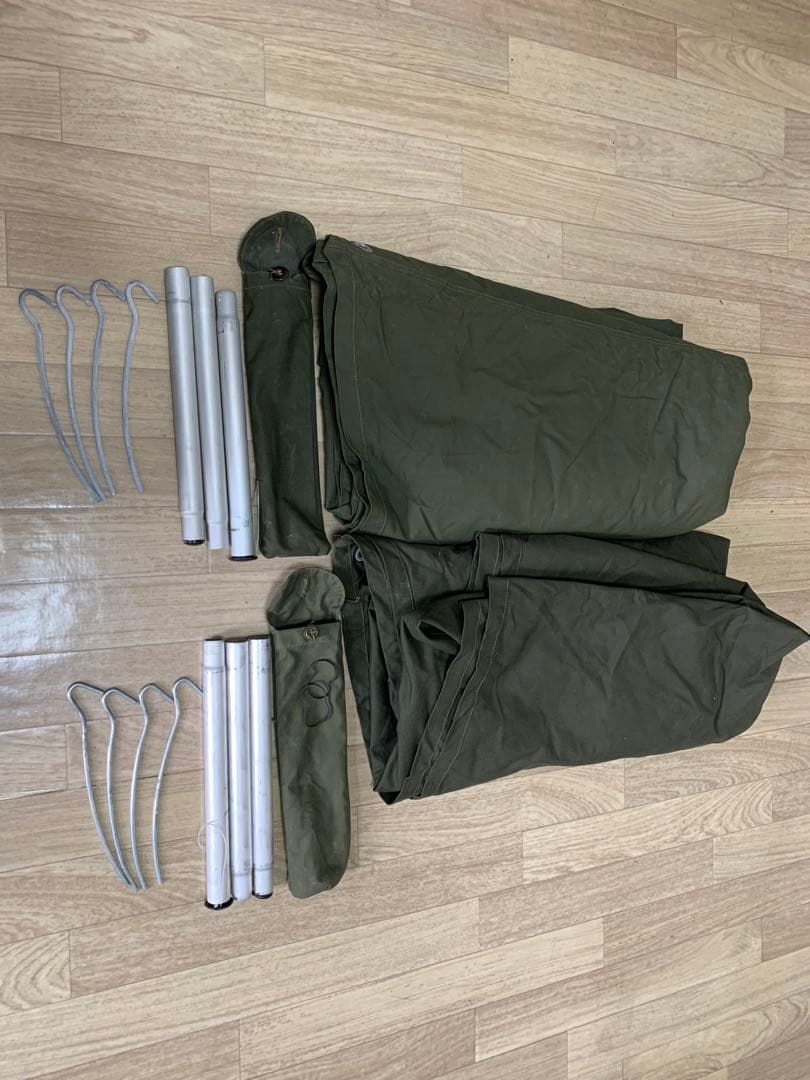 ポーランド軍　ポンチョ　テント　軍幕 2枚セット　サイズ3