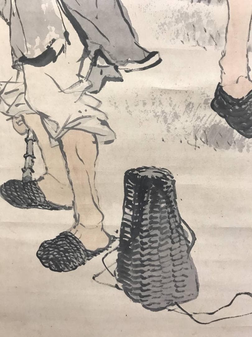 【真作】矢部楳堂/漁夫称賛図/釣人図/人物図/掛軸/名家伝来/AD-725