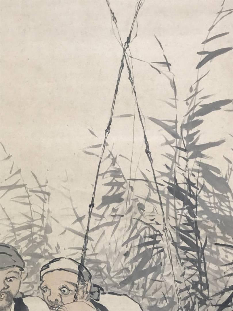 【真作】矢部楳堂/漁夫称賛図/釣人図/人物図/掛軸/名家伝来/AD-725