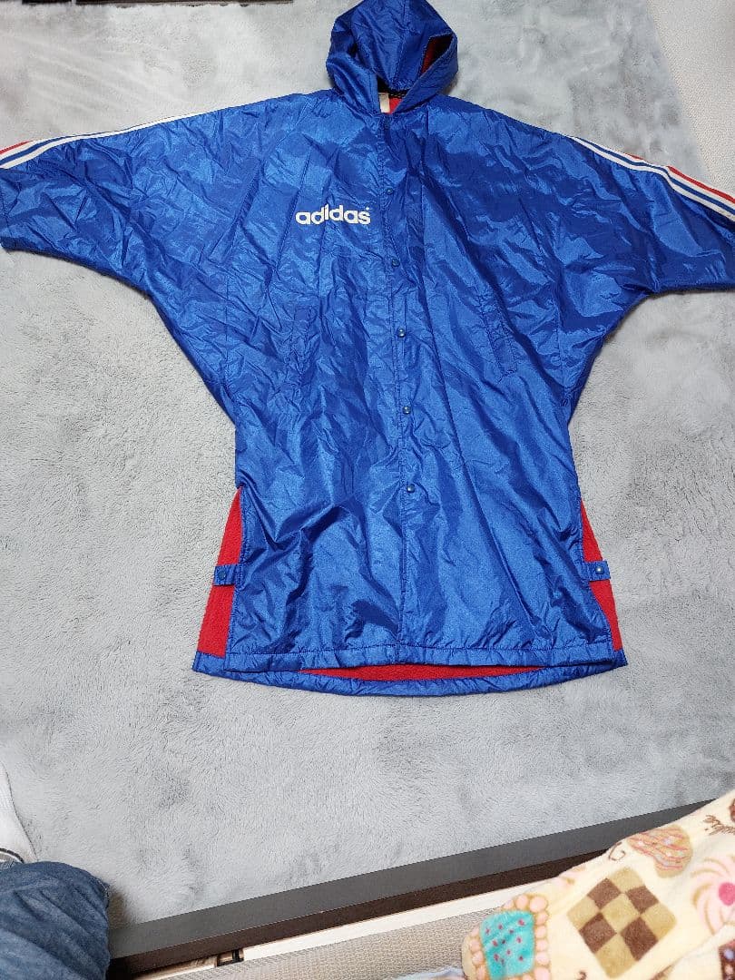 adidas フード付きベンチコート 青